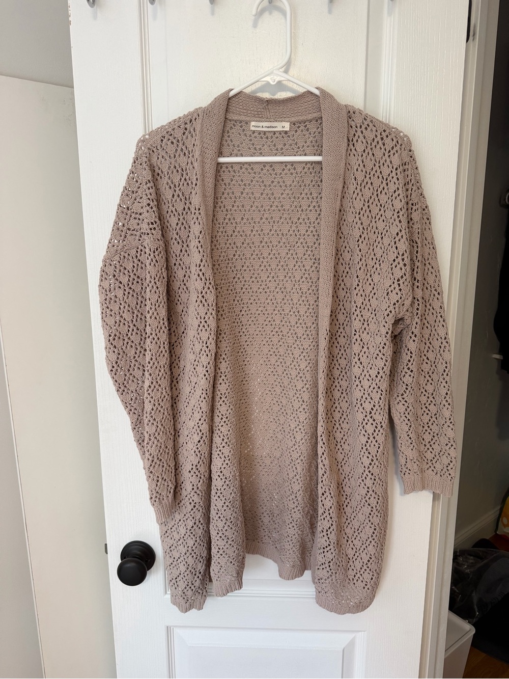 T.J.Maxx Open-Knit Longline Cardigan - Taupe